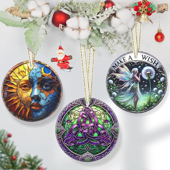 Celtic Knot Ceramic Christmas Ornament - 3.5 Inch Hanging Decoration for Christmas Tree, Gift Exchange or Holiday Presents