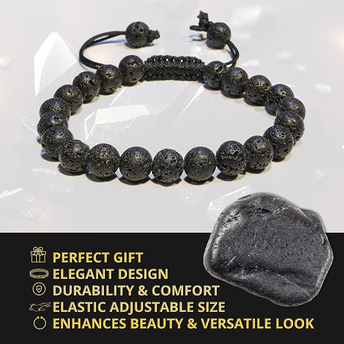 Energy Protection Crystal Handmade Adjustable Bead Bracelet Perfect for Men, Women’s Gift - Gemstone Healing Stretch Bracelet Pulsera Para Hombre Mujer Stocking Stuffer