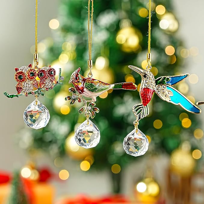 H&D HYALINE & DORA Color Bird Hanging Ornament 6Pcs Colorful Cardinal Christmas Tree Ornaments Flying Bird Ornament Xmas Decoration Birds Gift for Men Women