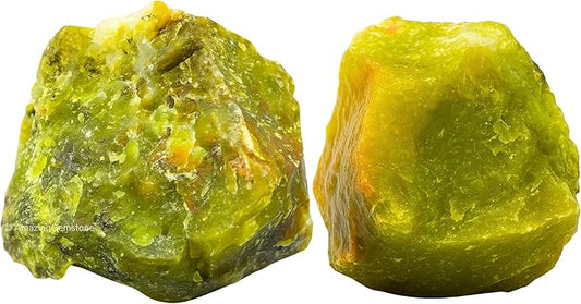 Amazing Gemstone Green Opal Raw Crystals and Healing Stones, Natural Rocks for Tumbling - DIY Raw Stones and Crystals, 2 Pieces