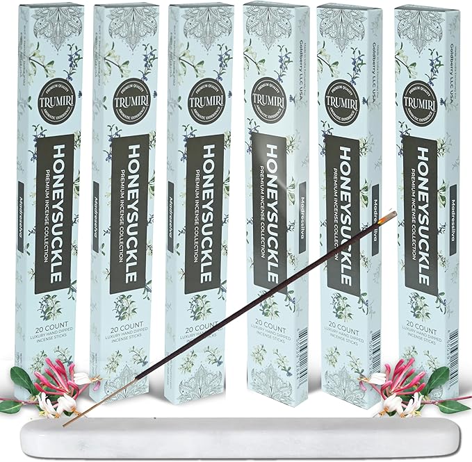 Honeysuckle Incense Sticks - Total 120 Insence-Sticks - 6 Packs of 20 Insense - Inciensos - Inscents - Natural Non Toxic Ingredients - Incents - Incence - Inscense - Insents