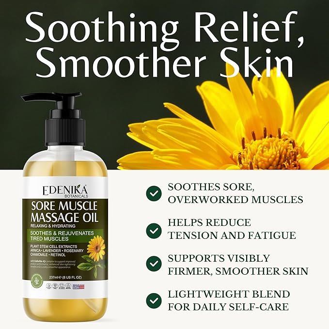 Arnica Sore Muscle Massage Oil for Massage Therapy, Relaxes, Soothes & Recoveres Stressed Muscles, Joint & Muscle Relief Rub & Massage Oil, 2-Pack