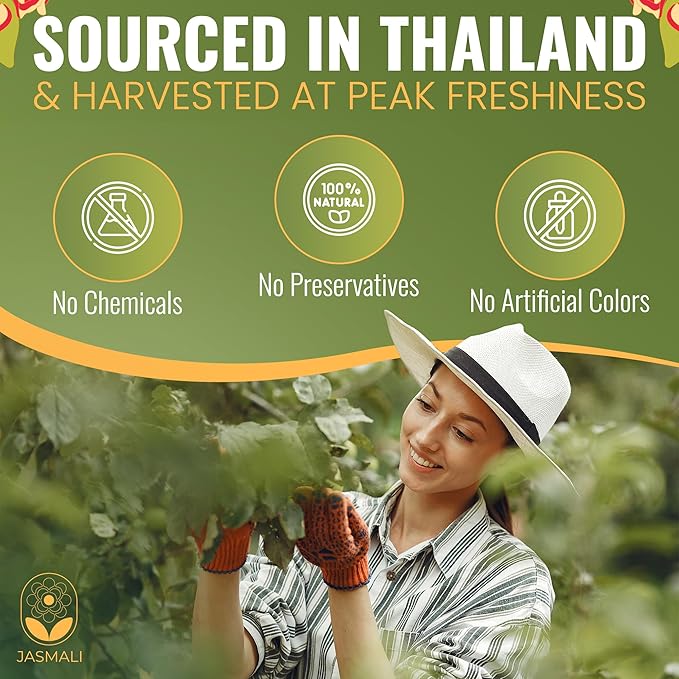 Jasmali Soursop Tea - 60 Dried Soursop Leaves Tea Bags, Herbal Tea, Hoja de Guanabana, Vacuum Sealed, Sourced from Thailand, Caffeine Free, Gluten Free