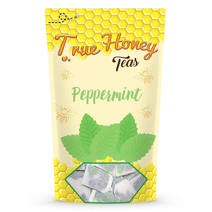True Honey Peppermint Tea Bags - Honey Crystals Blended in Every Sachet - Healthy Digestion Nutriment - All Natural Organic Herbal Caffeine Free Tea Bag 24 Count…