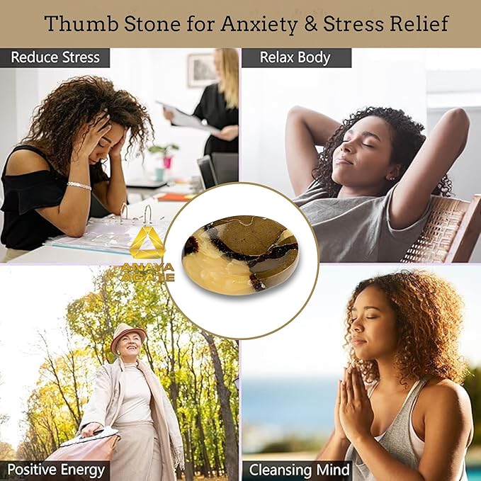 Septerian Worry Stones – Crystal Thumb Worry Stone for Anxiety, Stress – Relaxing and Soothing Balance Stones for Meditation, Stress Relief – Healing Stones and Crystals for Men and Women