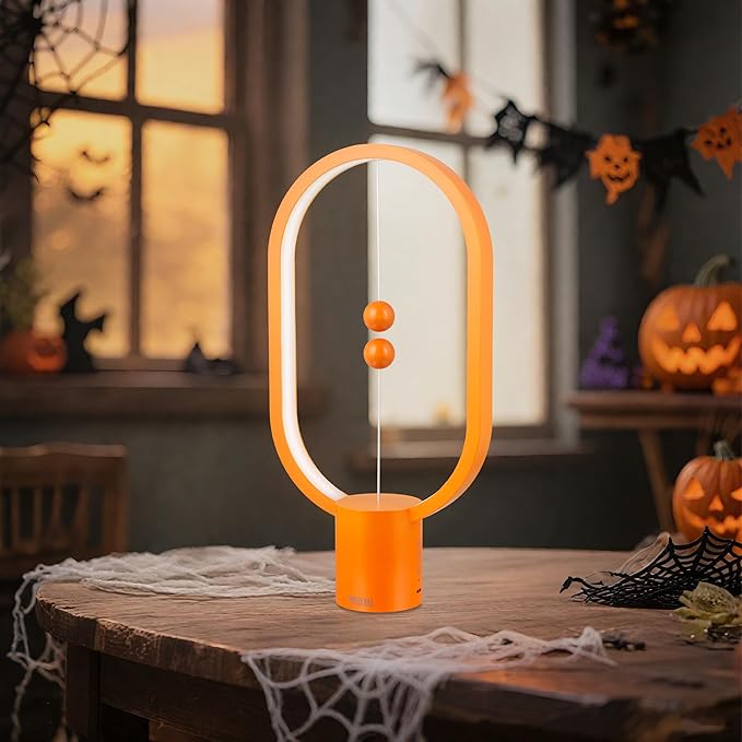 Heng Balance Light, USB Powered LED Table lamp, Creative, Magnetic Switch Night Light, dimmable Eye Protection Table lamp, Used for Gifts, Decoration Bedside, Dormitory and Office(Orange)
