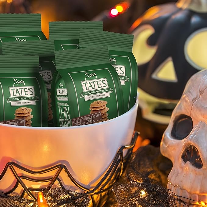 Tate's Bake Shop Tiny Chocolate Chip Cookies, Limited Edition Halloween Cookies, 2 Boxes (24 Total Snack Packs)