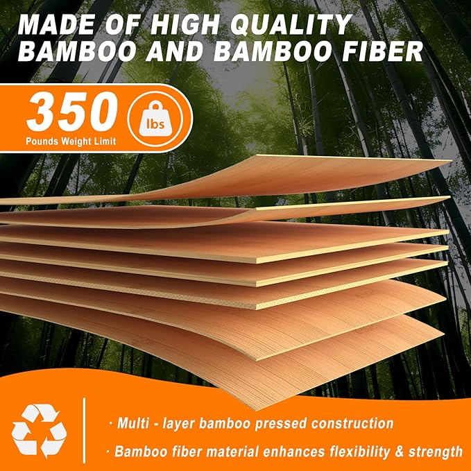 HOTWAVE Slant Board for Calf Stretching with Foot Massage Roller, Calf Stretcher Slant Board for Exercise, Portable Adjustable Bamboo Incline Slantboard for Ankle Knees Leg Physical Therapy Equipment