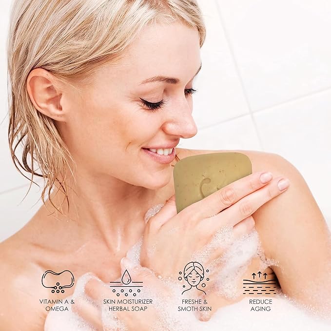 HERBOGANIC Turmeric Herbal Soap | Pack of 6 of 5oz soap Bar | Natural Bar Soap for Face and Body | Hydrating and Nourishing | Suitable for Men and Women