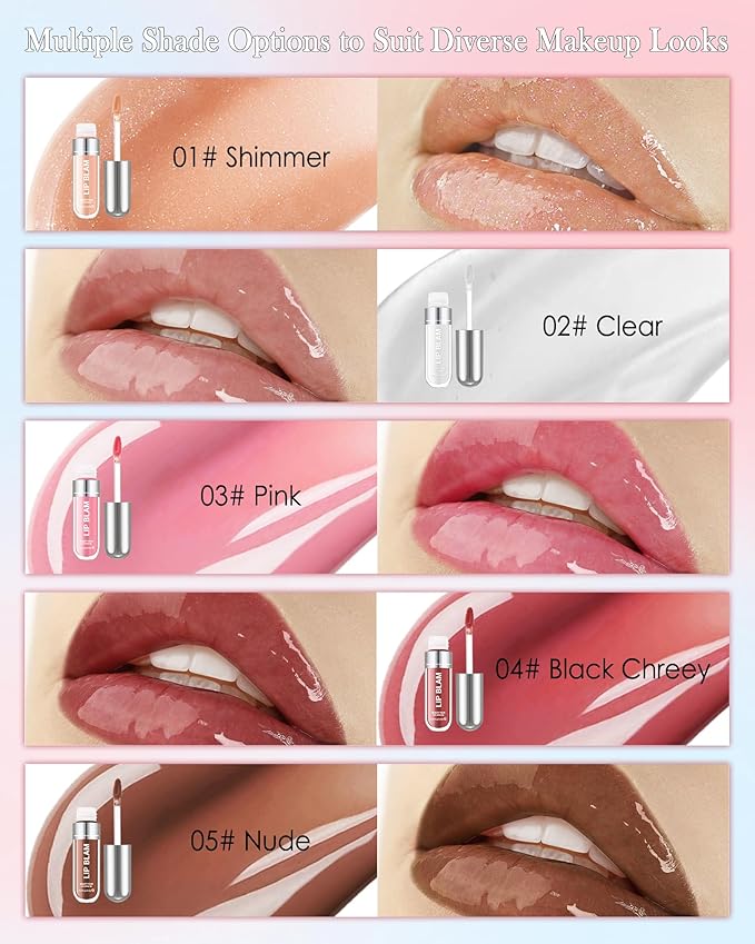 Clear Lip Gloss Oil, Transparent Hydrating Lip Tint Stain, Sheer Lip Treatment Moisturizer, Moisturizing Lip Tint Balm Lipstick Lipgloss, Glow Reviver Lip Care Oil, Christmas Makeup Gift for Women-02