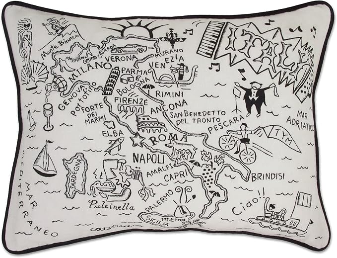 Catstudio Italy Hand-Guided Machine Embroidered Decorative Throw Pillow