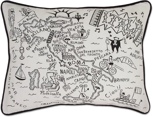 Catstudio Italy Hand-Guided Machine Embroidered Decorative Throw Pillow