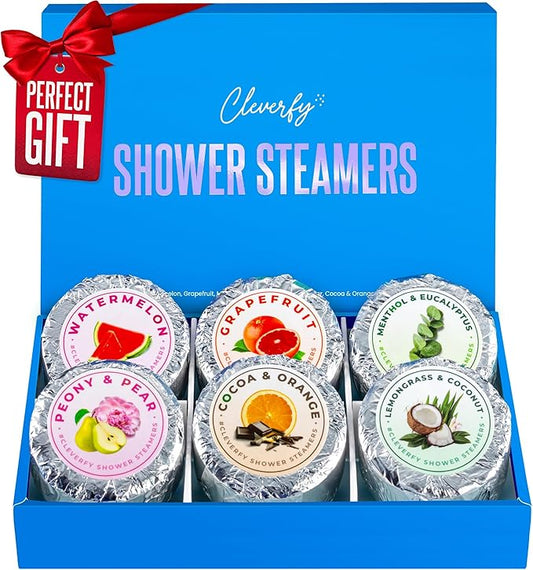 Cleverfy Shower Steamers Aromatherapy – Stocking Stuffers for Women, Teens and Wife – Christmas Gifts for Women and Teen Girls – White Elephant Gifts for Adults – 6 Tablets