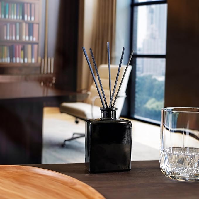 Urban Naturals Oud & Citrus Reed Diffuser Set – Made with Essential Oils – Citrus, Oud, Cedar, Amber & Wood Notes – 5 Ounce Sleek Black Rectangular Refillable Glass Bottle – Made in The USA