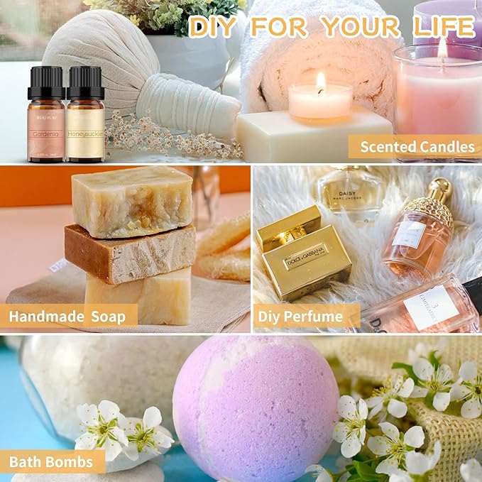 BURIBURI Honeysuckle and Gardenia Essential Oil Set, 100% Pure, Undiluted, Natural Essential Oils Gift Set for Diffuser, Massage