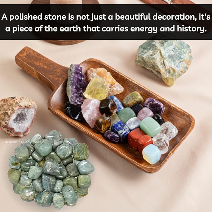 Amazing Gemstone Aquamarine Crystals & Healing Stones Tumbled - 1000+ Carats, Natural Healing Stones for Energy Balance, Stress Relief - Premium Polished Gems Rocks for Meditation & Wellness