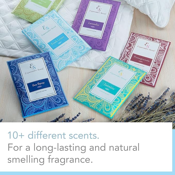 Expressive Scent Heritage Scent Pouches – Perfect Sea Spray Fragrance - Deodorizer for Drawers, Closets, Cars and Bathrooms – Long-Lasting Fresh Scent Sachets (6-Pack)