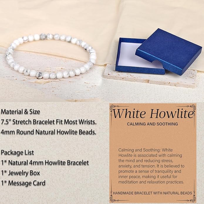 LPBeads Handmade Natural Gemstone Stretch Elastic Bracelet Healing Crystal Round Stone Beads Jewelry Gifts for Women Men