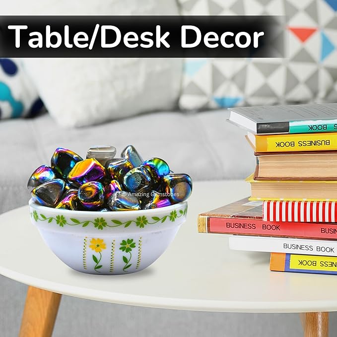 Amazing Gemstone Titanium Aura Quartz Crystals and Healing Stones Tumbled - 1 Oz Titanium Aura Quartz Stone, Healing Stones for Energy Balance, Stress Relief - Polished Gems Rocks