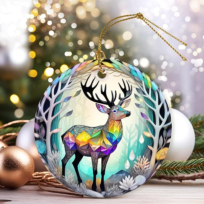 Colorful Ceramic Elk Christmas Ornament, Elk Ornaments for Christmas Tree, Holiday Decorations, Christmas Decor, Elk Gifts, Christmas Ornament Gift Ideas