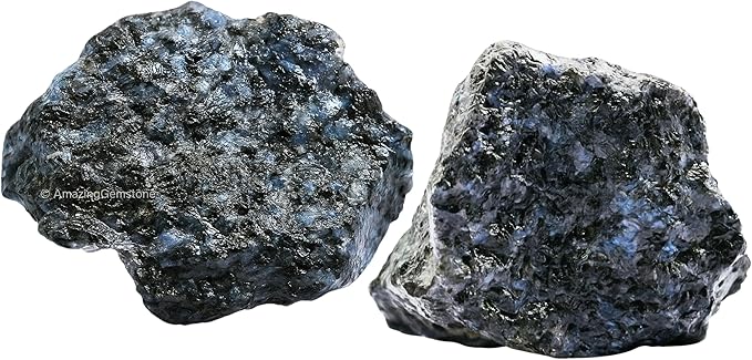 Amazing Gemstone 2 Pieces Indigo Gabbro Raw Crystals and Healing Stones, Natural Rocks for Tumbling and DIY Raw Stones and Crystals