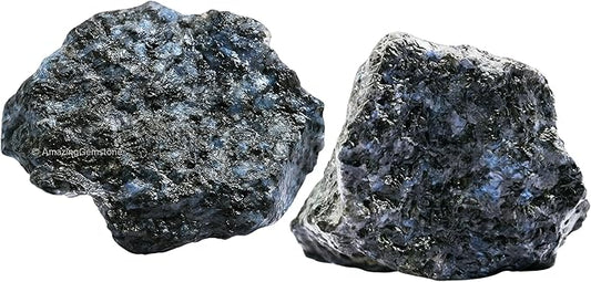 Amazing Gemstone 2 Pieces Larvikite Raw Crystals and Healing Stones, Natural Rocks for Tumbling and DIY Raw Stones and Crystals