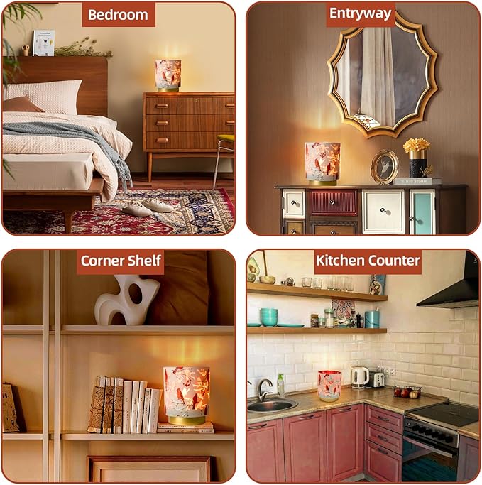 7'' Battery Operated Lamp Timer, Decorative Cordless Table Lamps for Area No Plug, Battery Powered Accent Lamp for Kitchen/Entryway/Corner Shelf/Living room, Nightlight For Bathroom/Bedroom(Red)