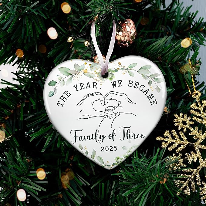 Baby First Christmas Ornament 2025 for New Parents, Celebrate Baby's First Christmas with This Unique 2025 Ornament, Ideal for New Mom and Dad, First Time As A Family of Three