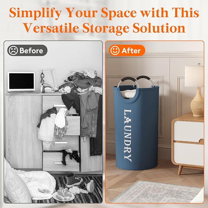 Lifewit 100L 2-Pack Large Laundry Basket, Collapsible Laundry Hamper with Aluminum Handles, Waterproof Freestanding Dirty Clothes Hampers for Laundry Room Bedroom Dorm Bathroom, Blue