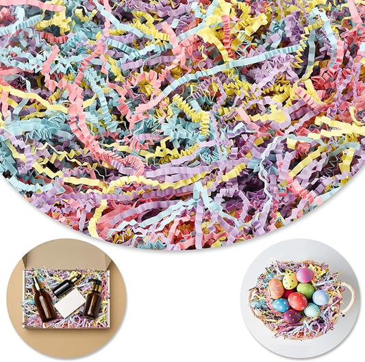 Darfukei Shredded Paper For Gift Baskets, 1/2LB (8 oz) Crinkle Paper Filler, Colorful easter basket grass, Crinkle Cut Paper Shred For Birthdays, Weddings,Boxes Bags, Basket Filler, Anniversaries, Christmas, Gift Wrapping