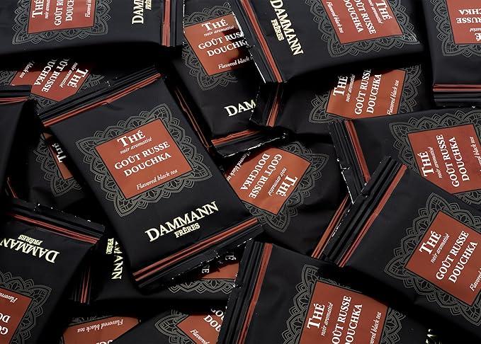 Dammann Freres Satchets, Gout Russe Douchka Tea Bags, Premium Gorumet French Black Tea, Blend Bergamot, Lemon, Orange Flavors, Individually Wrapped, 24 Count (Single Pack)