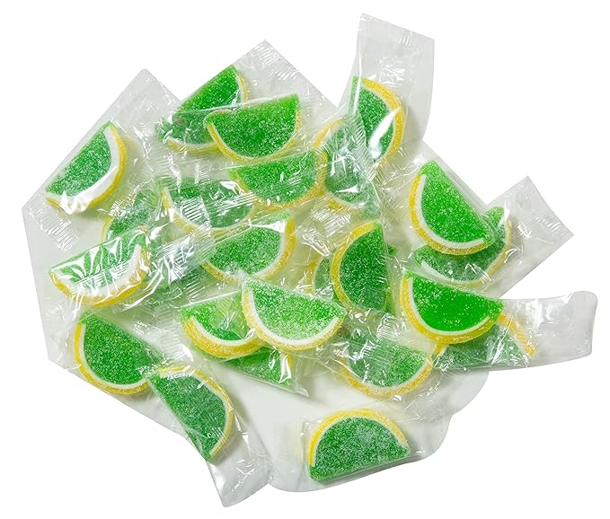 Boston Fruit Slice Individually Wrapped Gourmet Gummy Candy 1lb Box (Lemon/Lime)