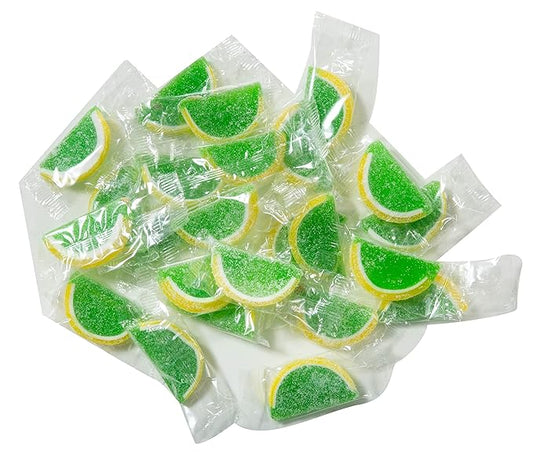 Boston Fruit Slice Individually Wrapped Gourmet Gummy Candy 1lb Box (Lemon/Lime)