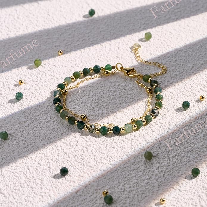 Farfume Crystal Bracelet Beaded Bracelets for Women 4mm Natural Stone Beads Gemstone Handmade Anxiety Jewelry Gifts