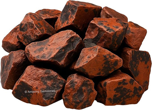 Amazing Gemstone Mahogany Obsidian Raw Crystals and Healing Stones, 5 Pieces Natural Rocks for Tumbling and DIY Raw Stones and Crystals