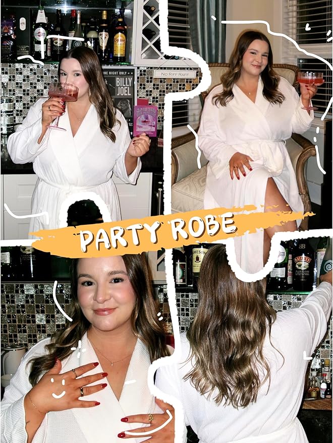 Ekouaer Robes for Women Long Waffle Knit Bathrobe Lightweight Kimono Robe Soft Shawl Collar Spa Robes with Pockets S-XXL