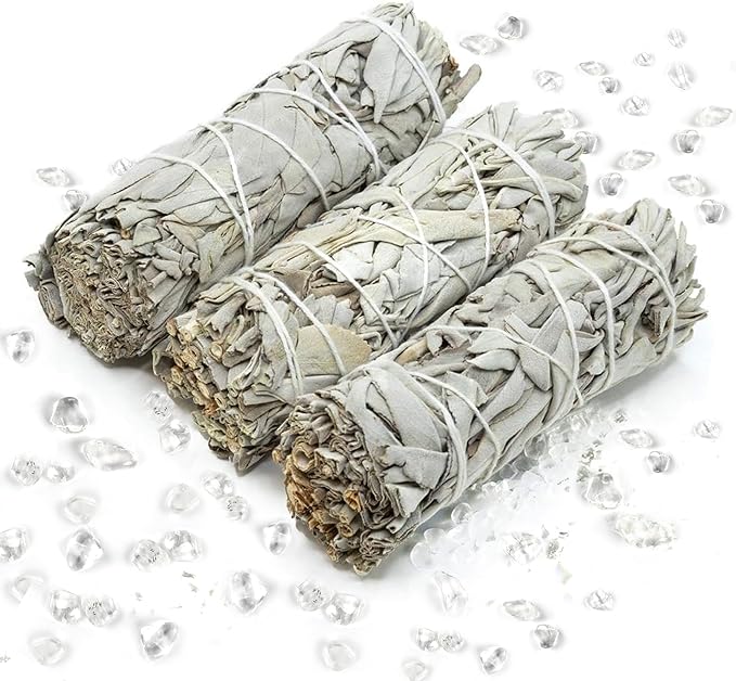 Native American Organic White Sage Smudge Sticks - Salvia Blanca para Limpiar - Sacred New Age Rituals for Energy Clearing, Meditation, Negative Energy Removal, Purification, Spiritual Healing. (3)