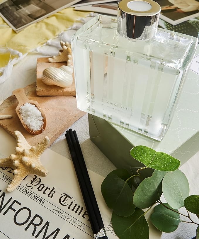 M&SENSE Reed Diffuser Set - 7.04oz Ocean Breeze Scent Diffusers with Sticks for Home, Oil Fragrance with Sticks, Shelf Decor for Bedroom Bathroom Office