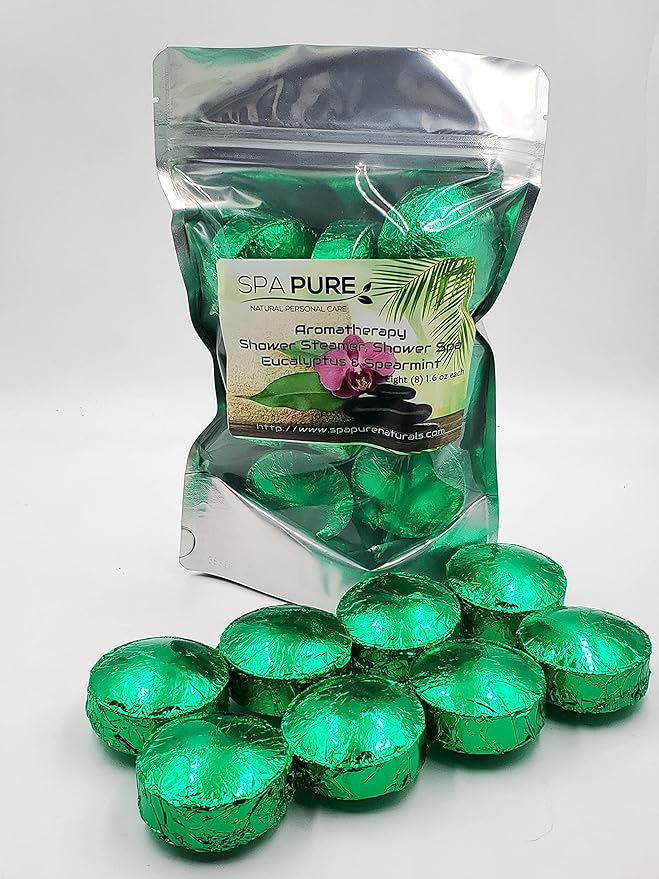 EUCALYPTUS SPEARMINT Aromatherapy Shower Bombs: 100% Natural/Organic Essential Oils - Transform Your Shower - Transform Your Mood (8 Count) Pack of 1