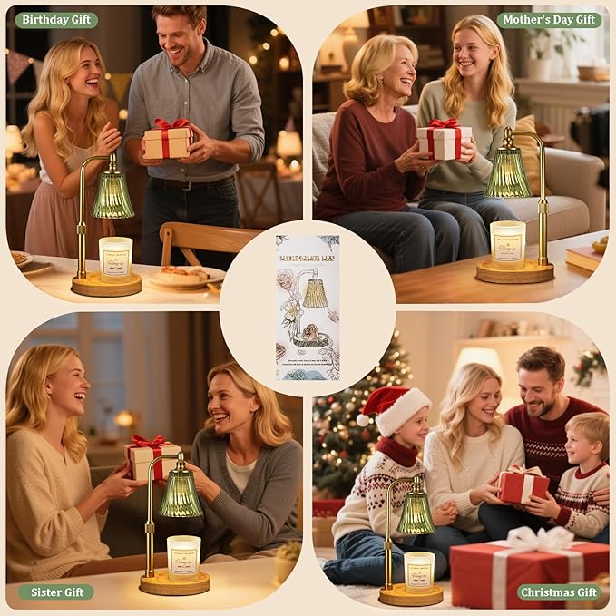 Green Candle Warmer Lamp with Timer Dimmable,Birthday Gifts for Women,Adjustable Height Wax Melt Warmer for Jar Candles,House Warming Gifts New Home,Ideal for Office,Dorm,Bedroom Home Decor