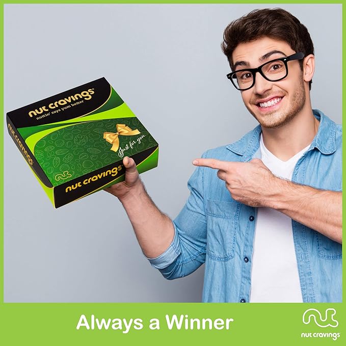 NUT CRAVINGS - Diwali Sweets Hamper Mid-Autumn Festival Mixed Nuts Gift Basket in Green Gold Box (4 Assortments) Food Arrangement, Healthy Snack Care Package, Food Assortments