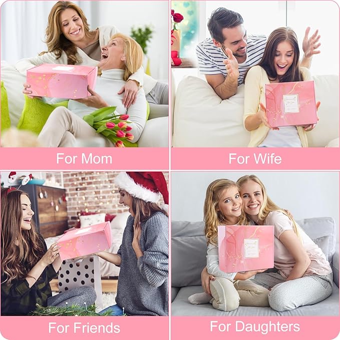 Birthday Gifts for Women Self Care Gifts Get Well Soon Gifts, Rose Relaxing Spa Gifts Basket Care Package, Luxury Flannel Blanket, Thanksgiving Christmas Gifts for Mom Her Grandma Friend Sister Wife