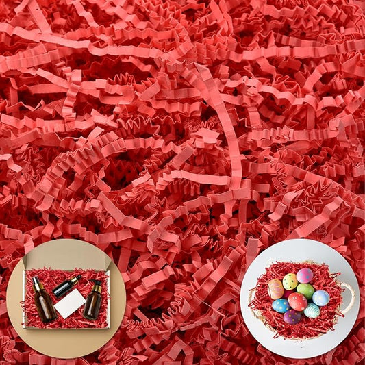 Darfukei Shredded Paper For Gift Baskets, 1/2LB (8 oz) Red Crinkle Paper Filler for Mother's Day Baskets Grass, Crinkle Cut Papers Shred For Birthdays, Weddings,Boxes Bags, Basket Filler ,Anniversaries,Gift Wrapping