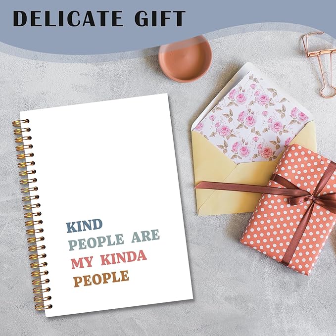 Kind People Are My Kinda People Inspirational Spiral Notebooks, Motivational Quote Journal, Positive Journals for Writing, Motivational Notebook for Note Taking, 5.5x8.3 Inch