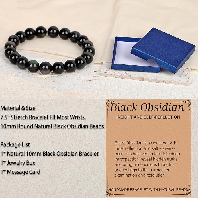 LPBeads Handmade Natural Gemstone Stretch Elastic Bracelet Healing Crystal Round Stone Beads Jewelry Gifts for Women Men