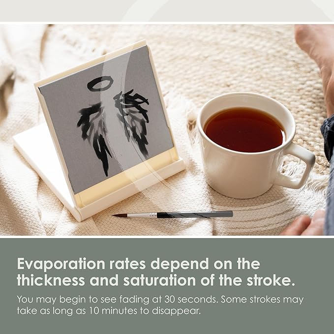 Mini Buddha Board Art Set: Water Drawing Writing Board w/Mini Water Brush for Mindfulness & Meditation – Inkless Zen Based Drawing Board, Painting & Art Supplies, Ideal Relaxation Gift (5”x5” White)