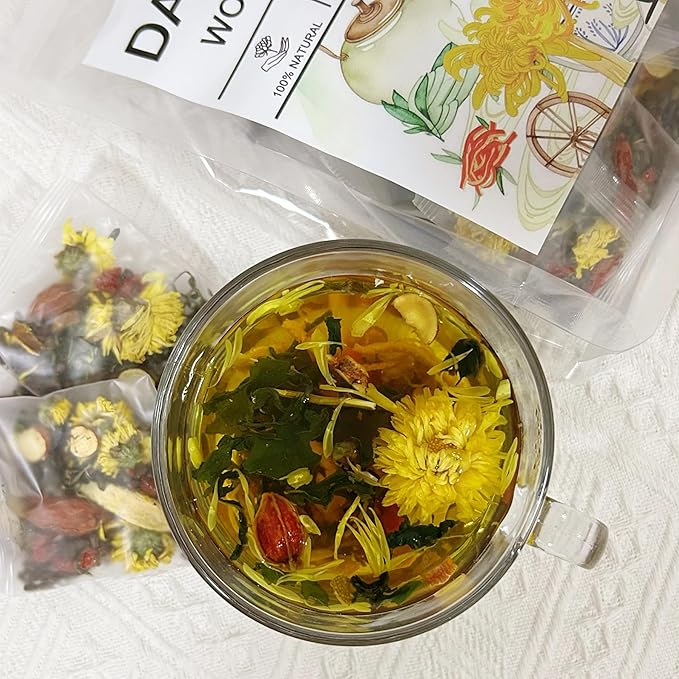 Dandelion Wolfberry Tea Bags, 100% Natural Liver and Kidney Detox Tea, Caffeine-Free - 10g x 20 Count