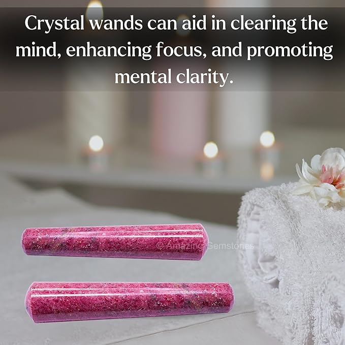 Amazing Gemstone Rhodonite Crystal Wand Massage Stick - Pelvic Wand Gua Sha for Adults - Crystals and Healing Stones Massage Wands for Adults Gifts (Smooth)