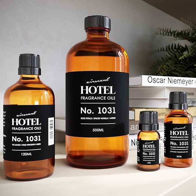 AirScent Hotel Diffuser Oil No. 1031 - Rose Petals Spiced Vanilla Amber - Hotel Scent Dupe -Premium Fragrance Oil for Ultrasonic and Waterless Diffusers and Crafting - 10 mL, 0.34 fl oz Glass Bottle