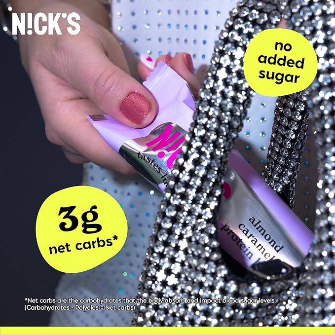 Nick's Protein Bars Chocolate | High Protein | Lowcalories | Low Carb Keto Friendly Snacks No Added Sugar (Multipack 12 bars x 50g) (12 Count (Pack of 1), Almond Chocolate)